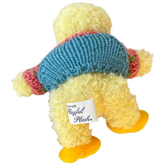1997 Chrisha Playful Plush Duck In Knit Sweater 8 Inch Easter Stuffed Animal Toy - Picture 4 of 6